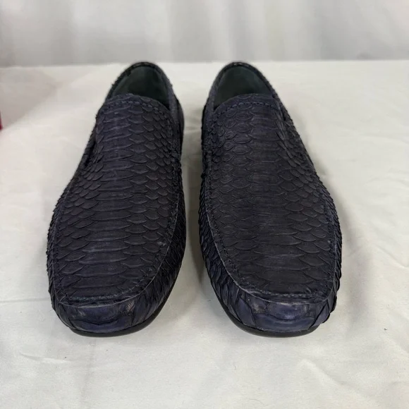 Salvatore Ferragamo Coast 4 Navy Python Loafers - Picture 1 of 11